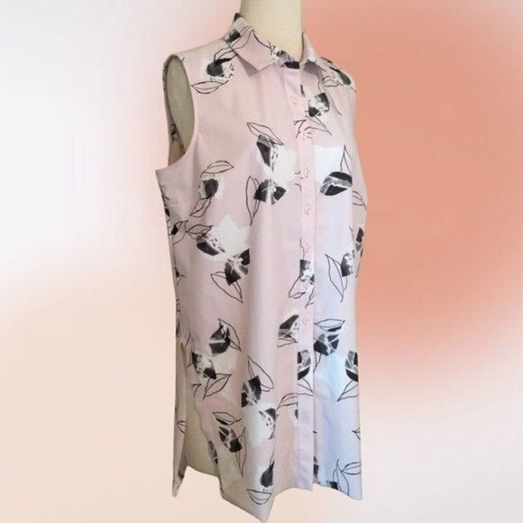 Alfani Sleeveless Pink Leaf Pattern‎ Tunic S - Picture 4 of 10